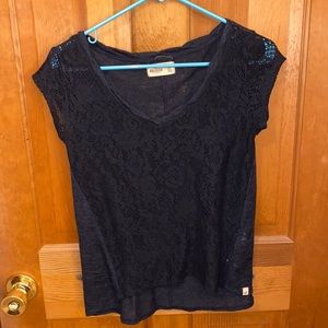 holister navy blue lace top
